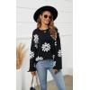 imageECOWISH Womens Sweater 2025 Fall  Long Sleeve Crewneck Tops Knit Oversized Pullover Casual Print Jumper372 Black