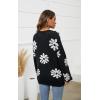 imageECOWISH Womens Sweater 2025 Fall  Long Sleeve Crewneck Tops Knit Oversized Pullover Casual Print Jumper372 Black