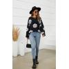 imageECOWISH Womens Sweater 2025 Fall  Long Sleeve Crewneck Tops Knit Oversized Pullover Casual Print Jumper372 Black