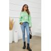 imageECOWISH Womens Sweater 2025 Fall  Long Sleeve Crewneck Tops Knit Oversized Pullover Casual Print Jumper372 Green