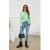 imageECOWISH Womens Sweater 2025 Fall  Long Sleeve Crewneck Tops Knit Oversized Pullover Casual Print Jumper372 Green