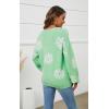 imageECOWISH Womens Sweater 2025 Fall  Long Sleeve Crewneck Tops Knit Oversized Pullover Casual Print Jumper372 Green