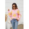 imageECOWISH Womens Sweater 2025 Fall  Long Sleeve Crewneck Tops Knit Oversized Pullover Casual Print Jumper372 Pink