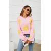 imageECOWISH Womens Sweater 2025 Fall  Long Sleeve Crewneck Tops Knit Oversized Pullover Casual Print Jumper372 Pink