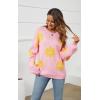 imageECOWISH Womens Sweater 2025 Fall  Long Sleeve Crewneck Tops Knit Oversized Pullover Casual Print Jumper372 Pink
