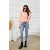 imageECOWISH Womens Sweater 2025 Fall  Long Sleeve Crewneck Tops Knit Oversized Pullover Casual Print Jumper372 Pink