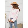 imageECOWISH Womens Sweater 2025 Fall  Long Sleeve Crewneck Tops Knit Oversized Pullover Casual Print Jumper372 White