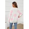 imageECOWISH Womens Sweater 2025 Fall  Long Sleeve Crewneck Tops Knit Oversized Pullover Casual Print Jumper372 White