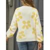 imageECOWISH Womens Sweater 2025 Fall  Long Sleeve Crewneck Tops Knit Oversized Pullover Casual Print JumperBeige