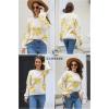 imageECOWISH Womens Sweater 2025 Fall  Long Sleeve Crewneck Tops Knit Oversized Pullover Casual Print JumperBeige