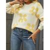imageECOWISH Womens Sweater 2025 Fall  Long Sleeve Crewneck Tops Knit Oversized Pullover Casual Print JumperBeige
