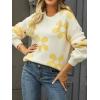 imageECOWISH Womens Sweater 2025 Fall  Long Sleeve Crewneck Tops Knit Oversized Pullover Casual Print JumperBeige