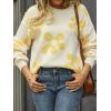 imageECOWISH Womens Sweater 2025 Fall  Long Sleeve Crewneck Tops Knit Oversized Pullover Casual Print JumperBeige