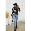 imageECOWISH Womens Sweater 2025 Fall  Long Sleeve Crewneck Tops Knit Oversized Pullover Casual Print JumperBlack