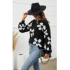 imageECOWISH Womens Sweater 2025 Fall  Long Sleeve Crewneck Tops Knit Oversized Pullover Casual Print JumperBlack
