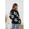 imageECOWISH Womens Sweater 2025 Fall  Long Sleeve Crewneck Tops Knit Oversized Pullover Casual Print JumperBlack