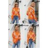 imageECOWISH Womens Sweater 2025 Fall  Long Sleeve Crewneck Tops Knit Oversized Pullover Casual Print JumperOrange