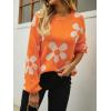 imageECOWISH Womens Sweater 2025 Fall  Long Sleeve Crewneck Tops Knit Oversized Pullover Casual Print JumperOrange