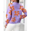 imageECOWISH Womens Sweater 2025 Fall  Long Sleeve Crewneck Tops Knit Oversized Pullover Casual Print JumperPurple