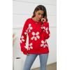 imageECOWISH Womens Sweater 2025 Fall  Long Sleeve Crewneck Tops Knit Oversized Pullover Casual Print JumperRed