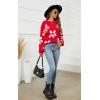 imageECOWISH Womens Sweater 2025 Fall  Long Sleeve Crewneck Tops Knit Oversized Pullover Casual Print JumperRed