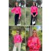 imageECOWISH Womens Sweater 2025 Fall  Long Sleeve Crewneck Tops Knit Oversized Pullover Casual Print JumperRose Pink