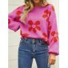 imageECOWISH Womens Sweater 2025 Fall  Long Sleeve Crewneck Tops Knit Oversized Pullover Casual Print JumperRose Pink