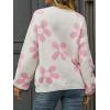 imageECOWISH Womens Sweater 2025 Fall  Long Sleeve Crewneck Tops Knit Oversized Pullover Casual Print JumperWhite