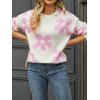 imageECOWISH Womens Sweater 2025 Fall  Long Sleeve Crewneck Tops Knit Oversized Pullover Casual Print JumperWhite