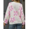 imageECOWISH Womens Sweater 2025 Fall  Long Sleeve Crewneck Tops Knit Oversized Pullover Casual Print JumperWhite