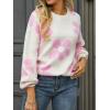 imageECOWISH Womens Sweater 2025 Fall  Long Sleeve Crewneck Tops Knit Oversized Pullover Casual Print JumperWhite