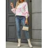 imageECOWISH Womens Sweater 2025 Fall  Long Sleeve Crewneck Tops Knit Oversized Pullover Casual Print JumperWhite