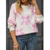 imageECOWISH Womens Sweater 2025 Fall  Long Sleeve Crewneck Tops Knit Oversized Pullover Casual Print JumperWhite
