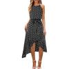 imageECOWISH Polka Dot Women Summer Dress Flowy High Low Sleeveless Boho Floral Criss Cross Halterneck Cocktail Midi Sundress 2025Black