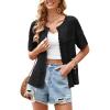 imageECOWISH Summer Crochet Cardigans for Women 2025 Lightweight Short Sleeve Crewneck Button Down Cropped Casual Sweater Tops440 Black