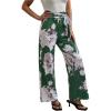 imageECOWISH Wide Leg Pants for Women Summer 2025 Palazzo Tropical Floral Casual High Waist Flared Trousers with Pockets185 Green