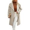 imageECOWISH Women Sweater Cardigan 2025  Striped Fall Jacket Knit Coat Oversize Long Sleeve Lapel Open Front CoatiganKhaki