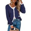imageECOWISH Womens Lightweight Sweater Cardigan  Long Sleeve V Neck Button HollowedOut Knit Shurg Crop Tops with PocketsNavy Blue