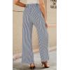 imageECOWISH Palazzo Pants for Women Casual 2025 Summer Loose Baggy Wide Leg Flowy High Waisted Polka Dot Trouser with Belt Pocket418 Navy Blue