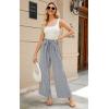 imageECOWISH Palazzo Pants for Women Casual 2025 Summer Loose Baggy Wide Leg Flowy High Waisted Polka Dot Trouser with Belt Pocket418 Navy Blue