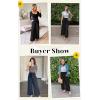 imageECOWISH Palazzo Pants for Women Casual 2025 Summer Loose Baggy Wide Leg Flowy High Waisted Polka Dot Trouser with Belt PocketBlack