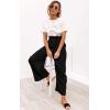 imageECOWISH Palazzo Pants for Women Casual 2025 Summer Loose Baggy Wide Leg Flowy High Waisted Polka Dot Trouser with Belt PocketBlack