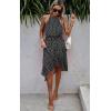 imageECOWISH Polka Dot Women Summer Dress Midi A Line Flowy High Low Sleeveless Boho Floral Halterneck Cocktail Tops Sundress 2025Black
