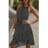 imageECOWISH Polka Dot Women Summer Dress Midi A Line Flowy High Low Sleeveless Boho Floral Halterneck Cocktail Tops Sundress 2025Black