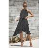 imageECOWISH Polka Dot Women Summer Dress Midi A Line Flowy High Low Sleeveless Boho Floral Halterneck Cocktail Tops Sundress 2025Black