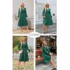 imageECOWISH Women 2025 Casual Tie Front Pleated Long Sleeve Dresses Elastic Waist Tiered Ruffle Flowy Midi Dress with PocketsDark Green