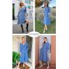 imageECOWISH Women 2025 Casual Tie Front Pleated Long Sleeve Dresses Elastic Waist Tiered Ruffle Flowy Midi Dress with PocketsGrey Blue