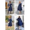 imageECOWISH Women 2025 Casual Tie Front Pleated Long Sleeve Dresses Elastic Waist Tiered Ruffle Flowy Midi Dress with PocketsNavy Blue