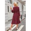 imageECOWISH Women 2025 Casual Tie Front Pleated Long Sleeve Dresses Elastic Waist Tiered Ruffle Flowy Midi Dress with PocketsWine Red