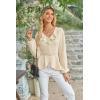 imageECOWISH Women Dressy Ruffle Blouse 2025 Long Sleeve Peplum Work Shirts Elegant V Neck Smocked Waist Business Casual Tops452 Beige